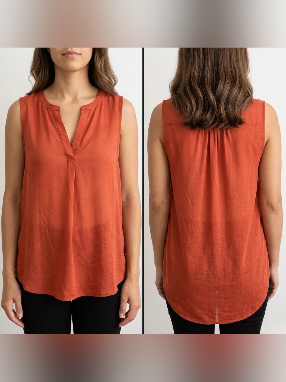 LOFT Loft Women’s Red Sleeveless Notch Neck Blouse Top Size Medium